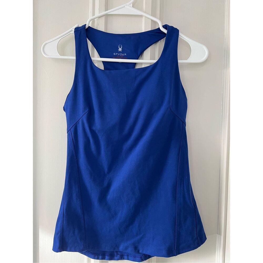Spyder Bright Blue Athletic Racerback Tank With Built In Bra Xs